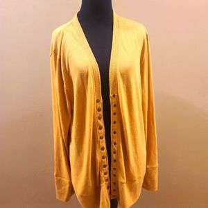 Zenana Outfitters Yellow Gold Button Sweater Shawl 2X